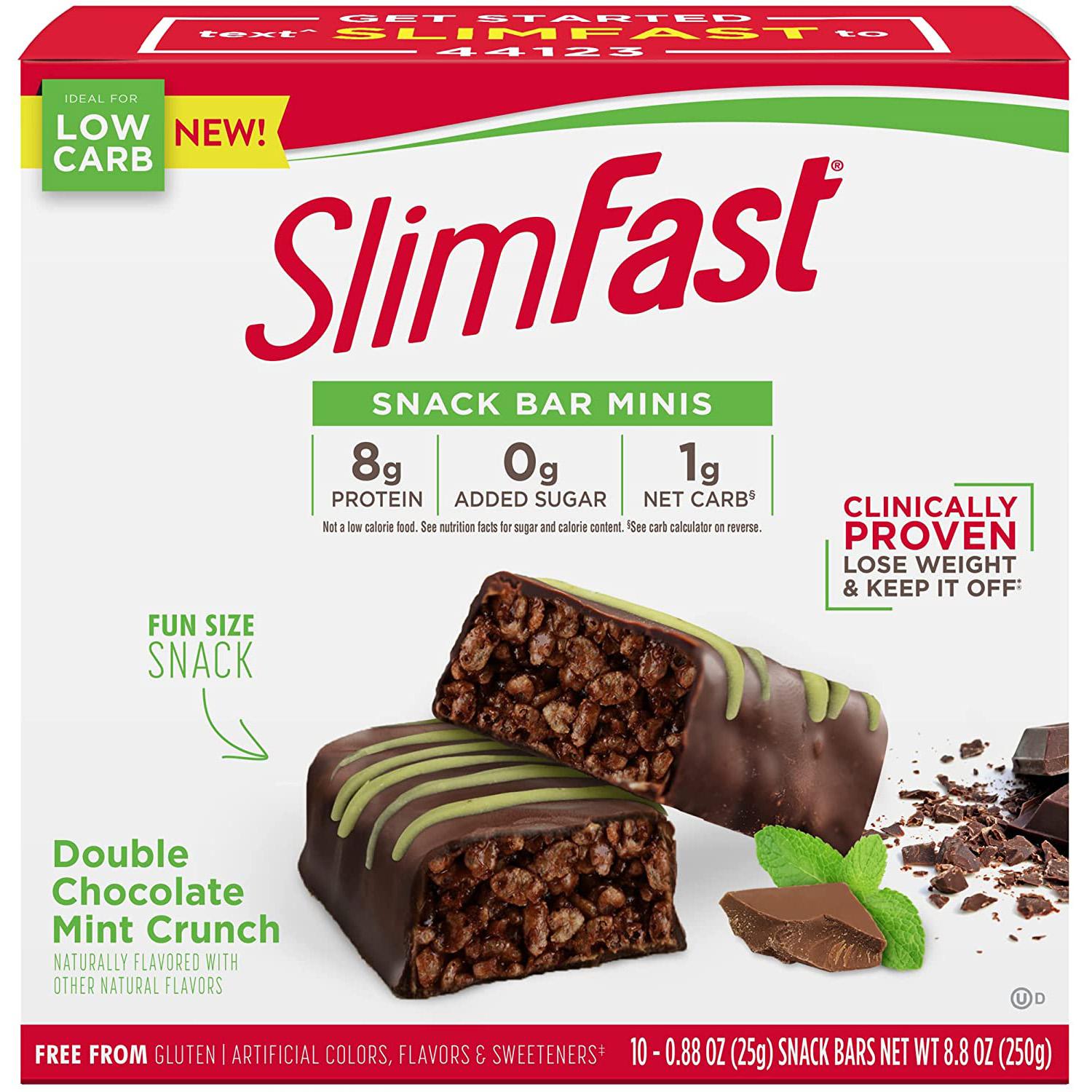 10 SlimFast Double Chocolate Mint Crunch Snack Bar Minis for $3.50 Shipped