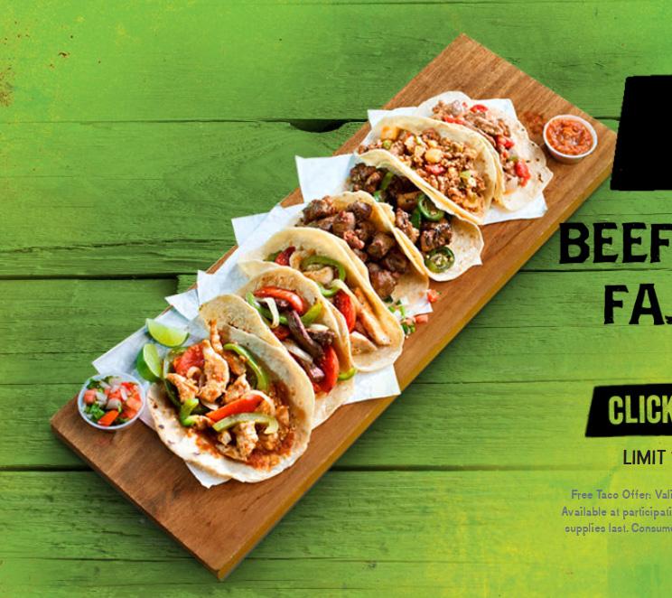 Free Laredo Taco Company Beef or Chicken Fajita Taco