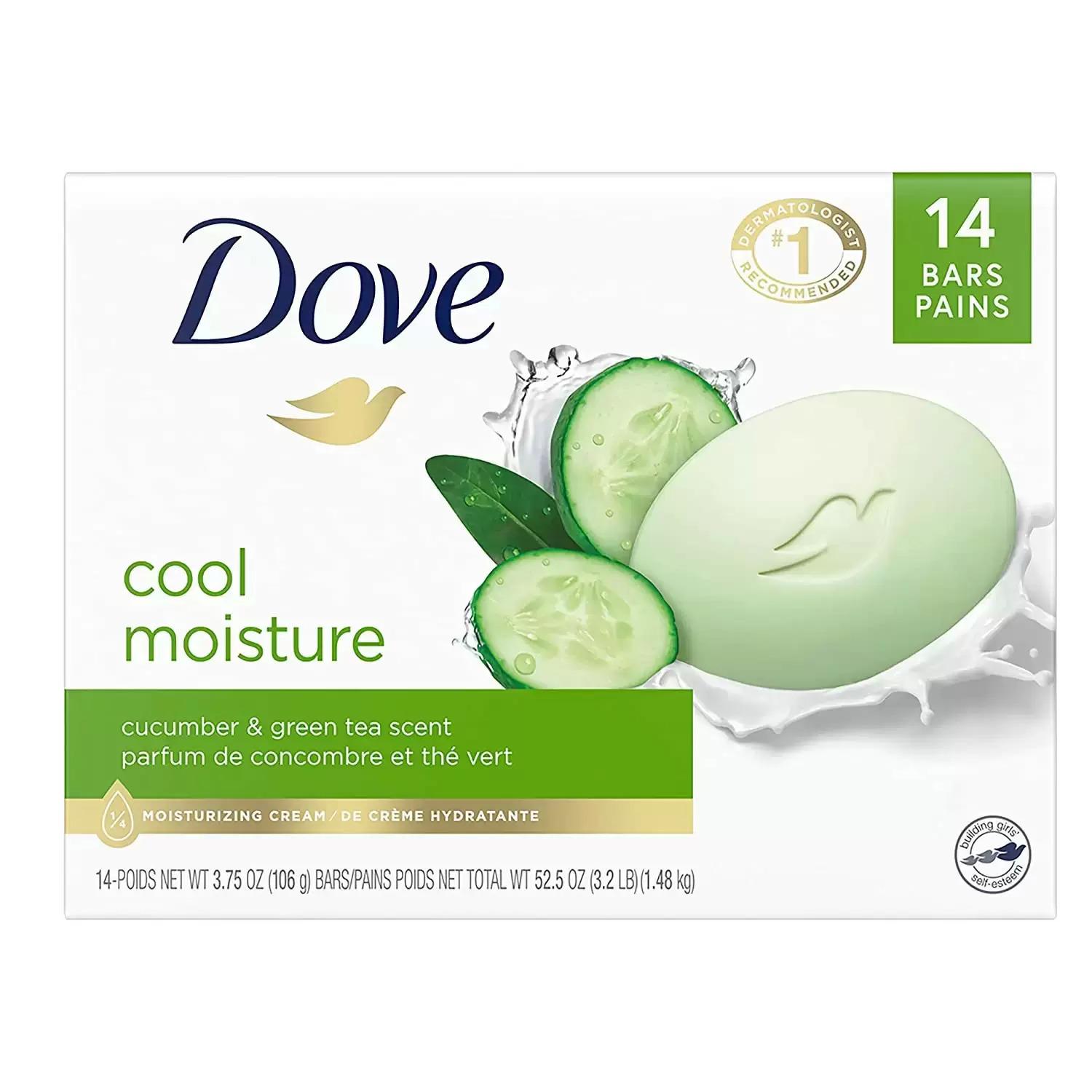 Dove Cool Moisture Cucumber and Green Tea Scent Beauty Bar 14 Pack for $11.79 Shipped