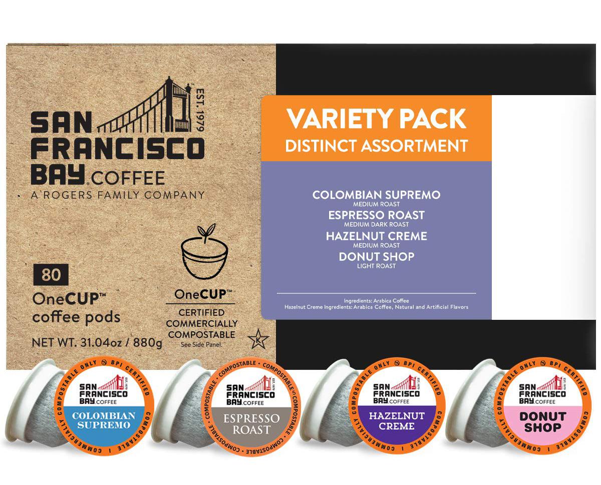 80 San Francisco Bay Coffee OneCUP Variety Keurig Coffee Pods for $18.49 Shipped