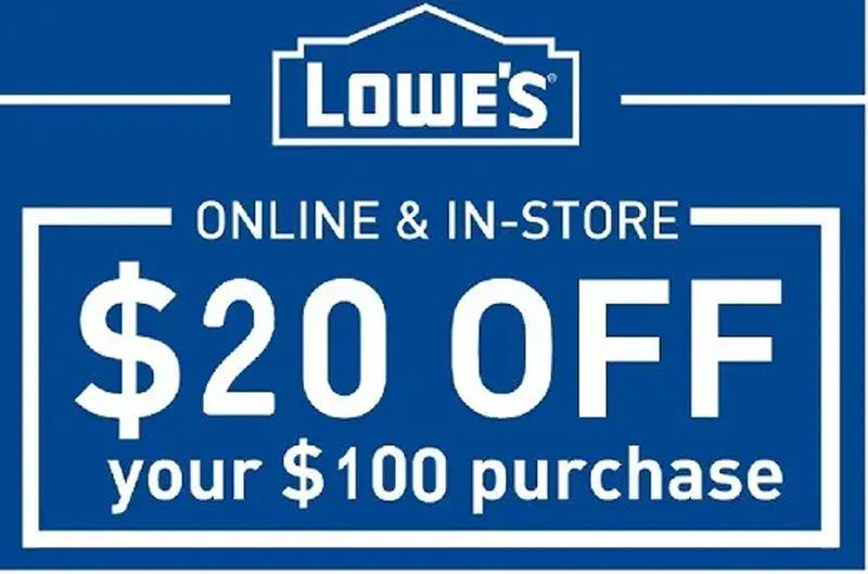 Lowes $20 off $100 Coupon