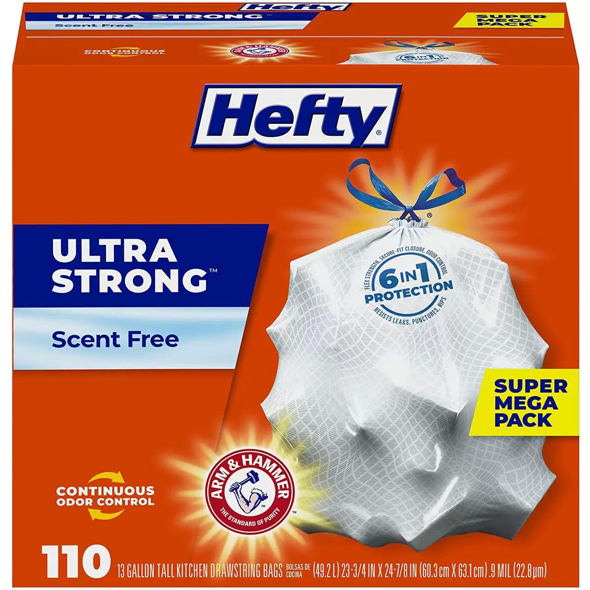 110 Hefty Ultra Strong Tall Kitchen Trash Bags for $12.97
