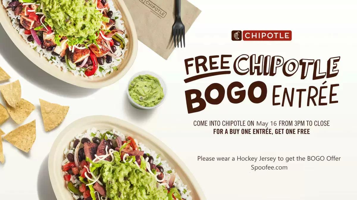 Chipotle Wear a Hockey Jersey for Buy One Get One Free on May 16