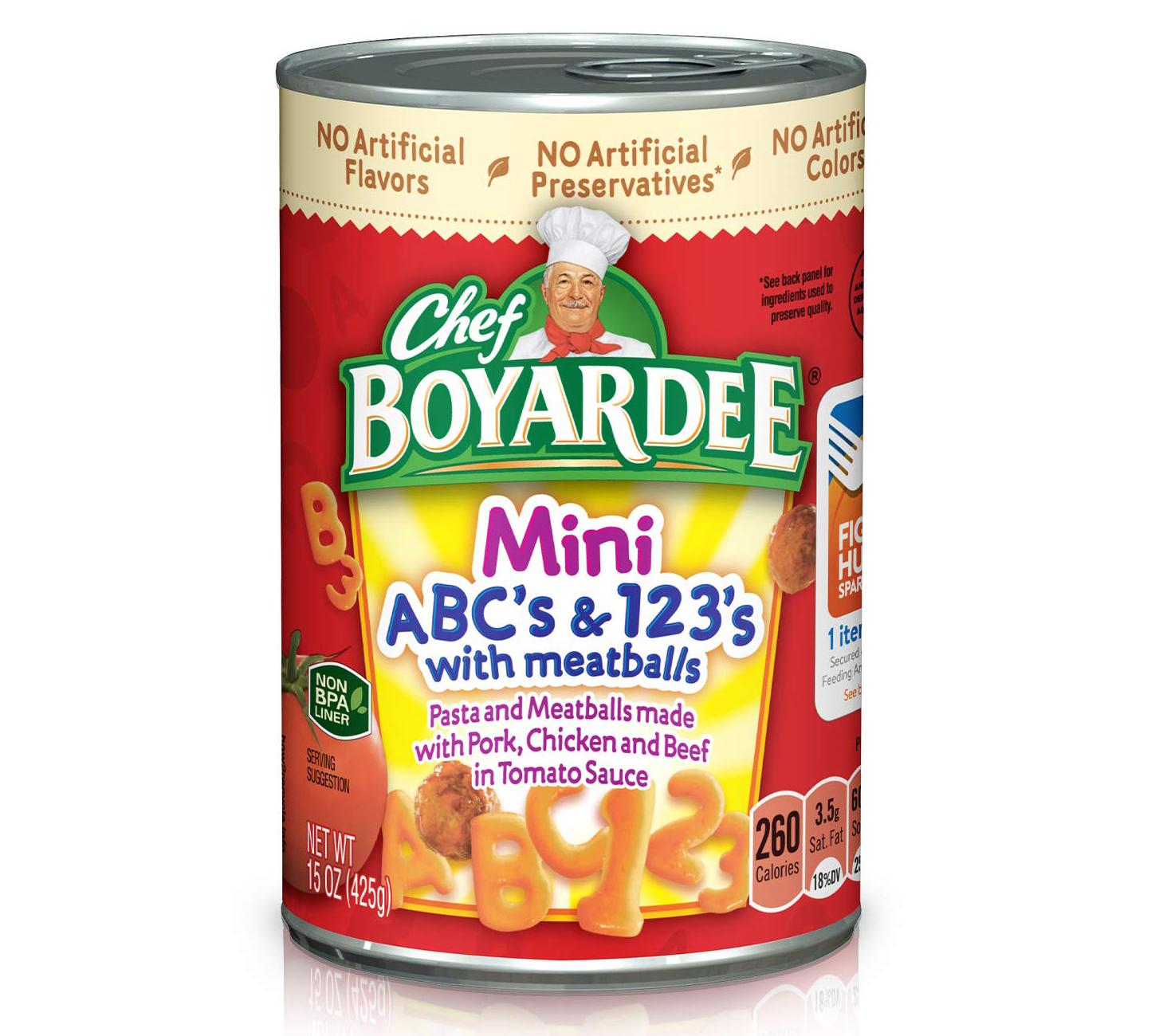 4 Chef Boyardee Mini ABC and 123 with Meatballs for $3.48