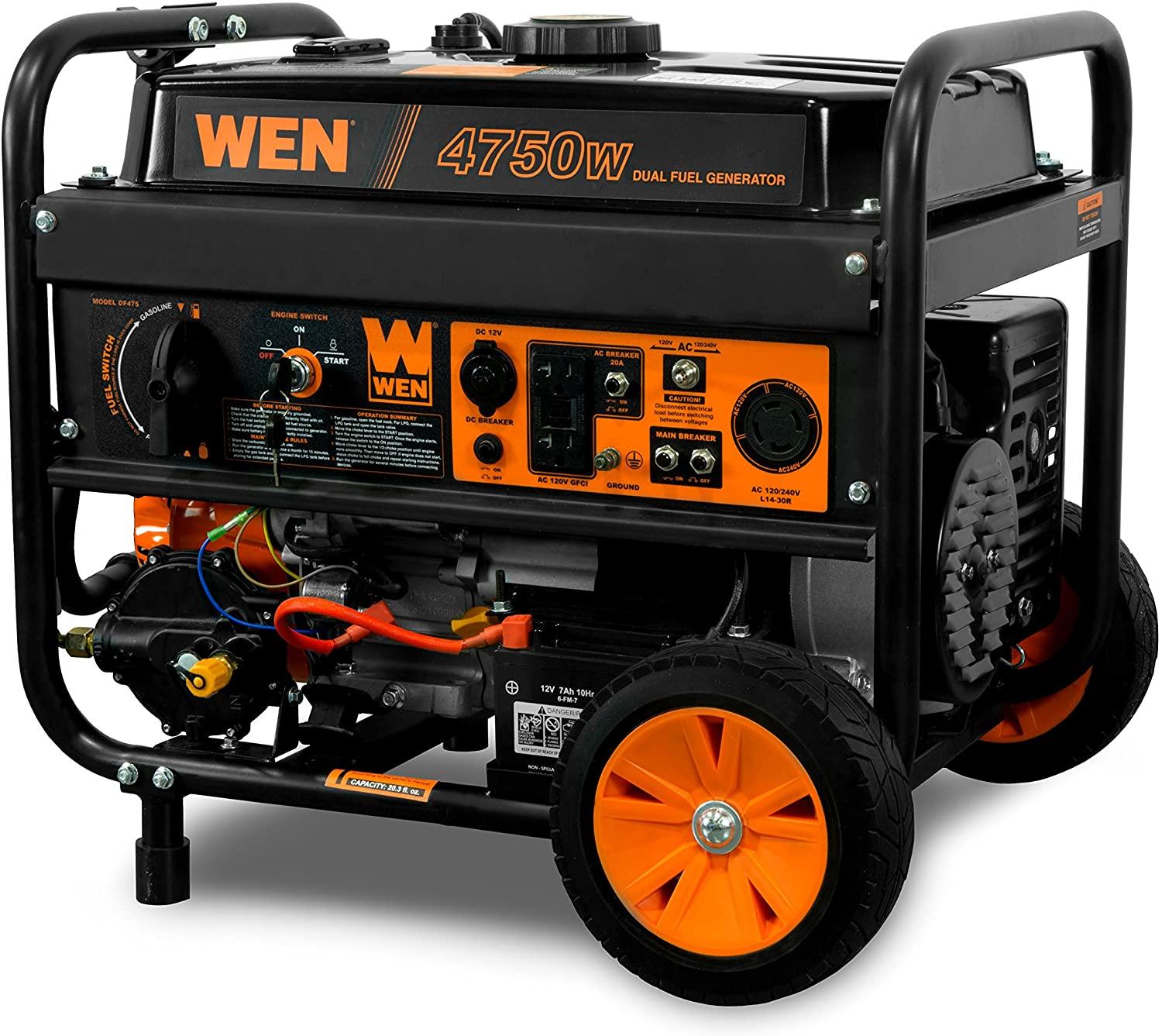 WEN DF475T 4750W Dual Fuel Portable Electric Start Generator for $364.47 Shipped