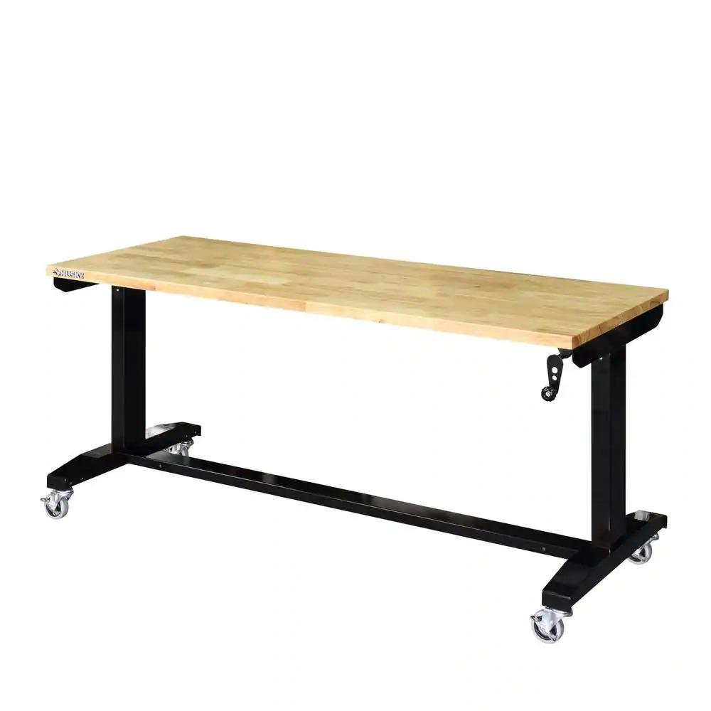 Husky 62x24 Adjustable Height Solid Wood Top Workbench Table for $199 Shipped