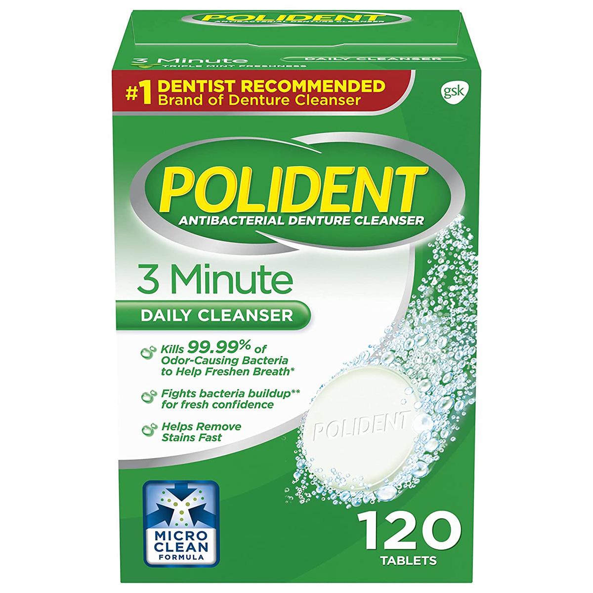 120 Polident 3-Minute Antibacterial Denture Cleanser for $3.67 Shipped