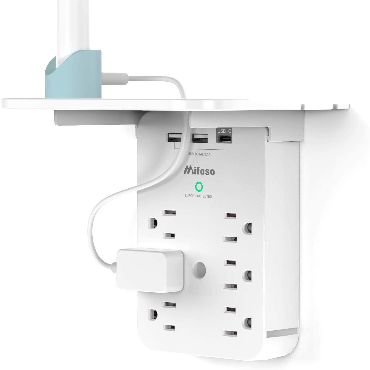 Wall Outlet Extender 6-Outlet with 3 USB Ports for $11.82