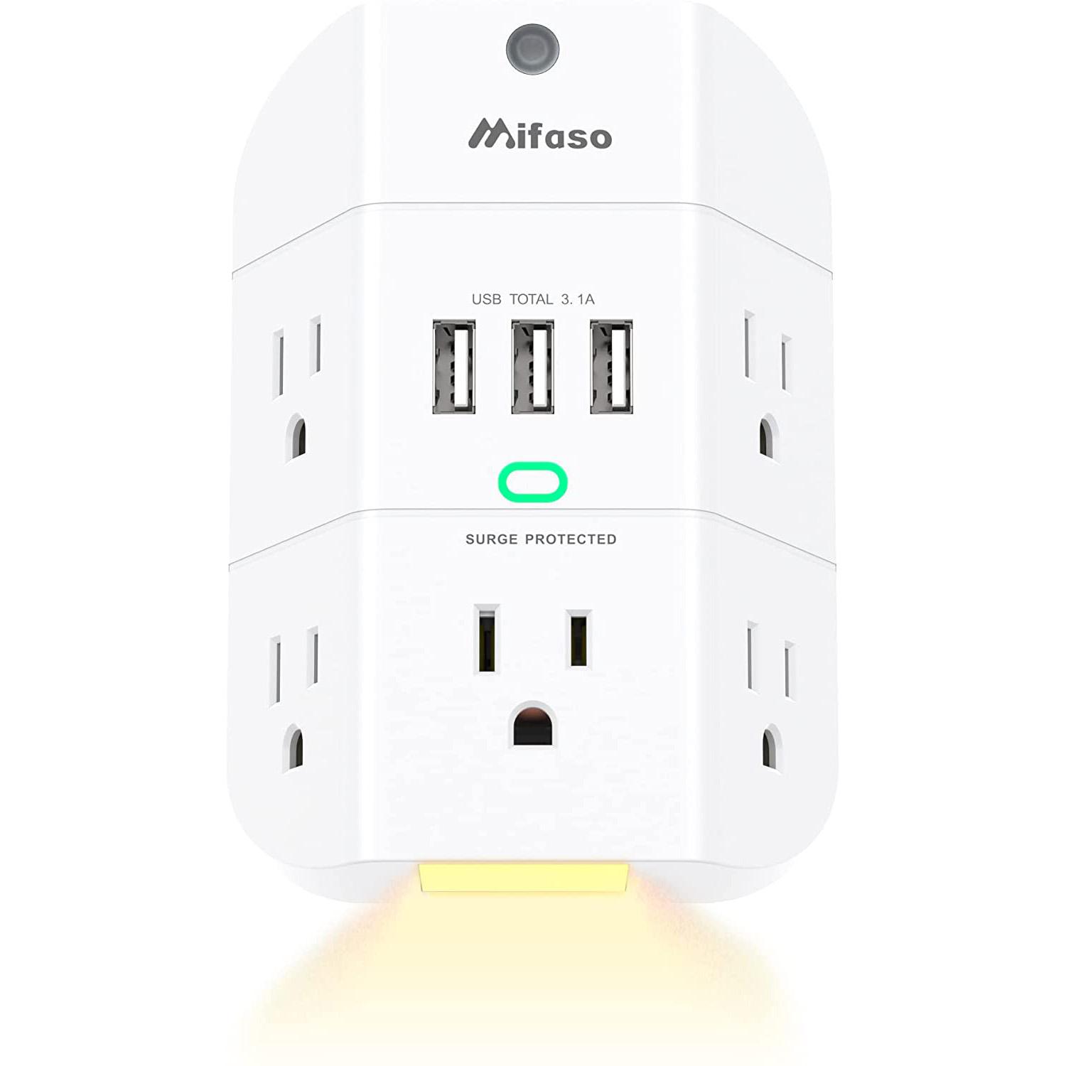 Outlet Extender with Night Light 5-Outlet Surge Protector for $11.43