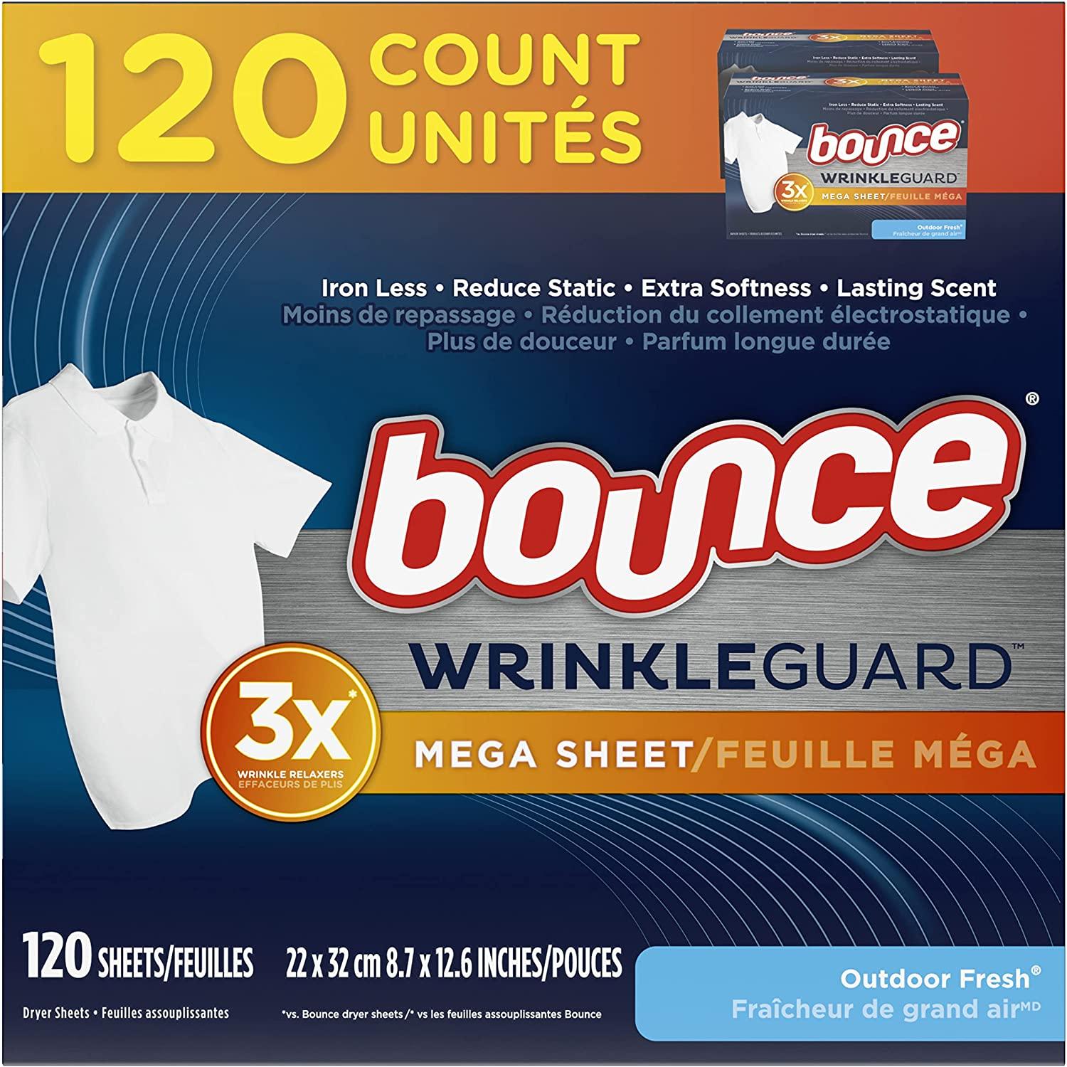 120 Bounce Wrinkleguard Fabric Softener Dryer Sheets for $5.69 Shipped