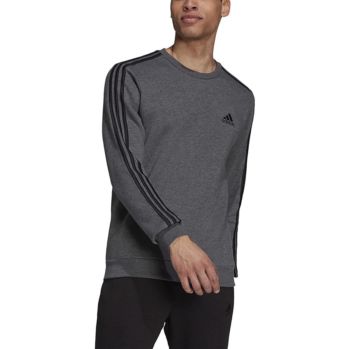 adidas Mens Large Essentials Fleece 3-Stripes Sweatshirt for $13.79
