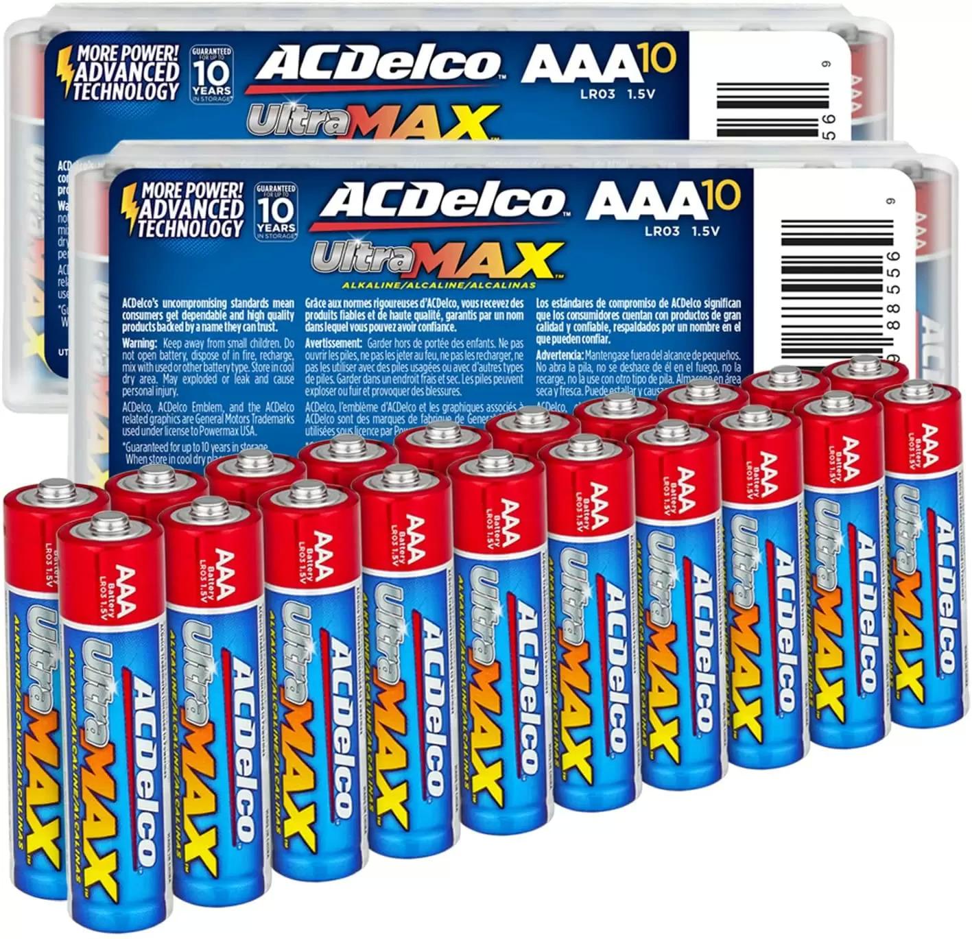 20 ACDelco UltraMAX AAA Alkaline Batteries for $5.99