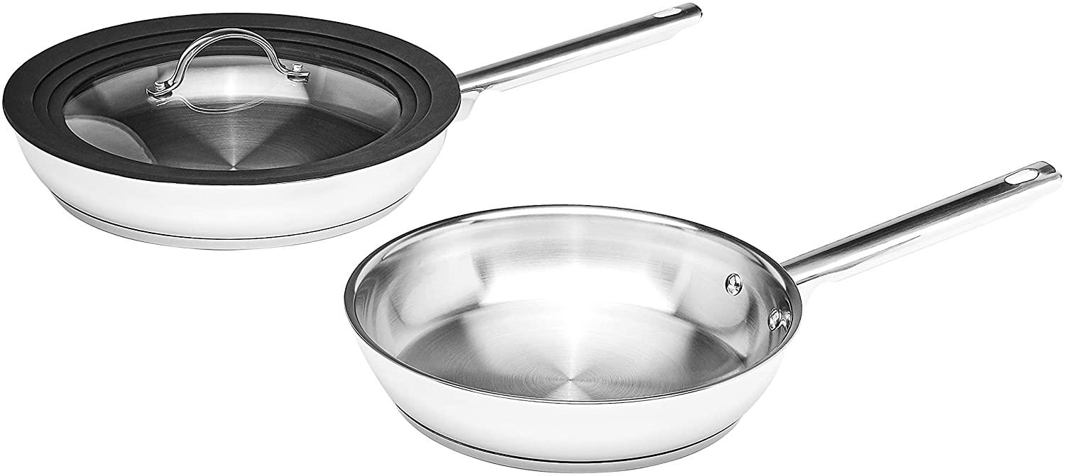 Amazon Basics 3-Piece Steel Frypan Set with Lid for $12.66