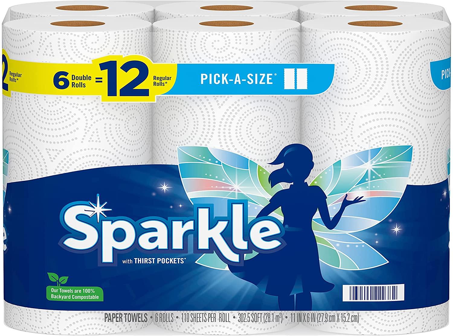 6 Sparkle Pick A Size 2-Ply Double Roll Paper Towels for $6.17