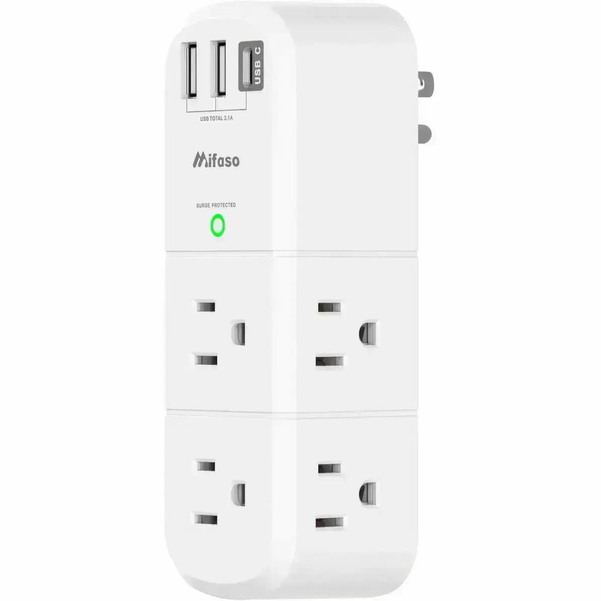 Mifaso USB Outlet Extender Surge Protector for $11.55