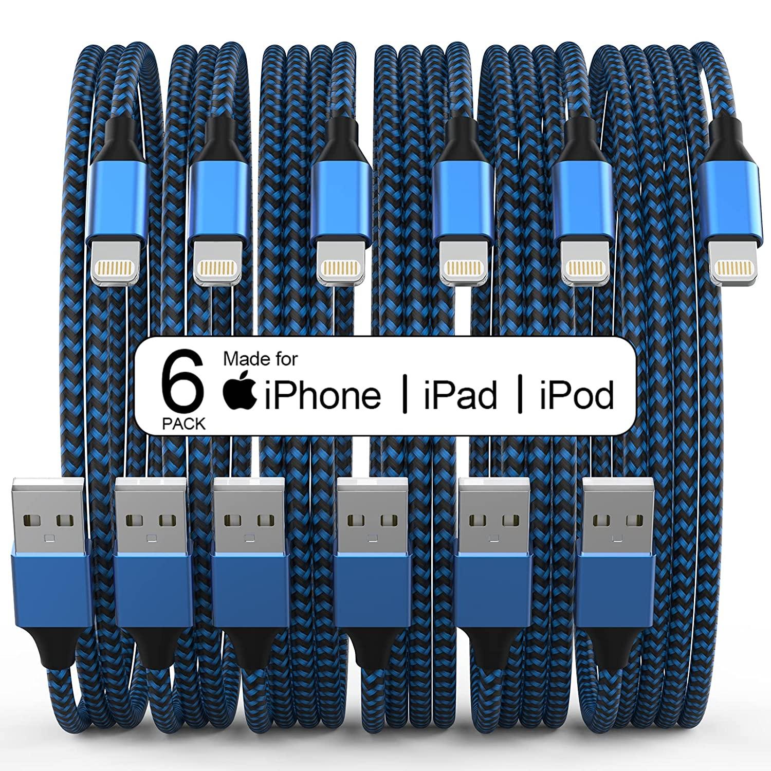 6 Wacaur Nylon Braided USB-A to Apple iPhone Lightning Charging Cables for $7.99