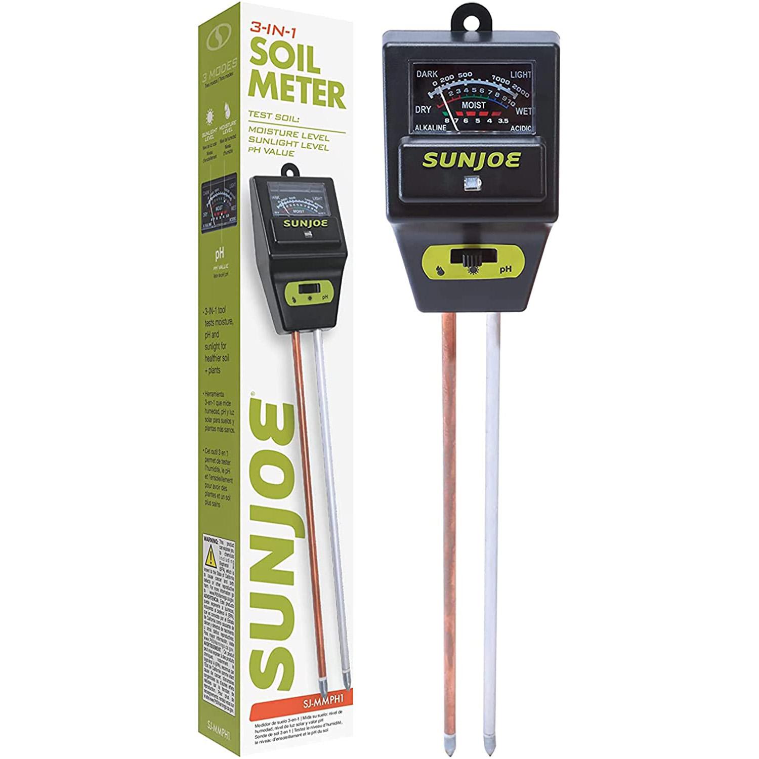  Sun Joe 3-in-1 Soil with Moisture and Light Meter for $6.99