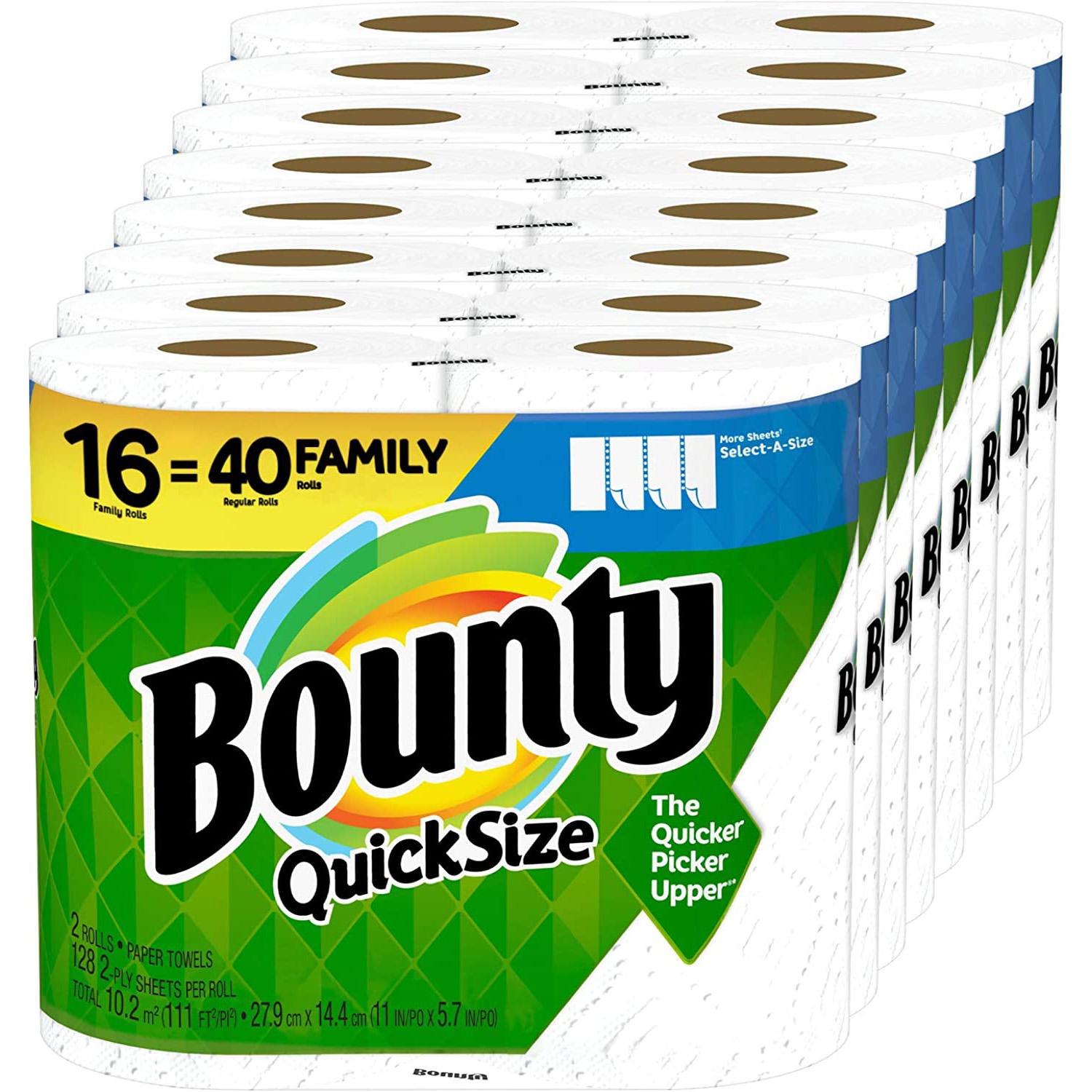 16 Bounty Quick-Size Paper Towels for $25.26 Shipped