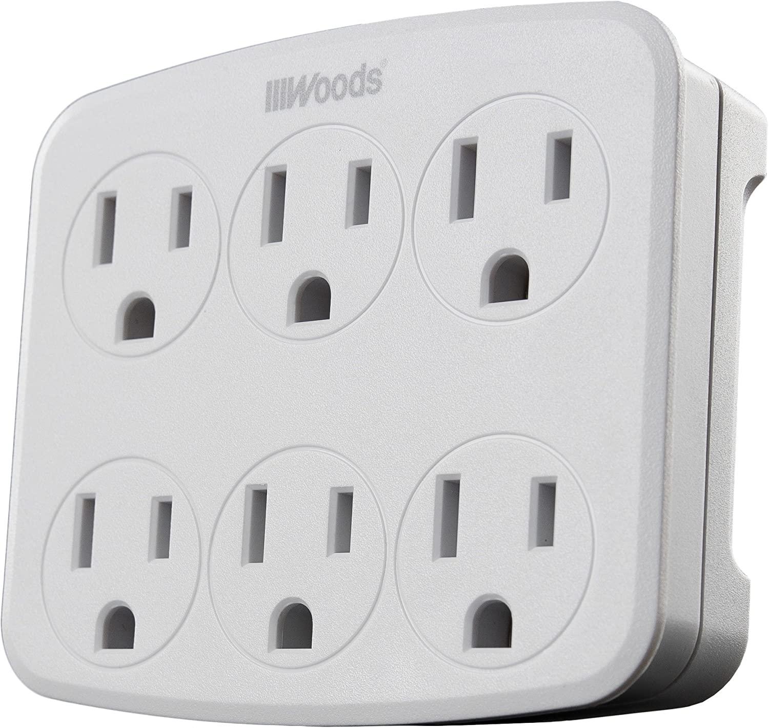 Woods 6-Outlet Wall Tap Adapter with Phone Cradle for $3.23