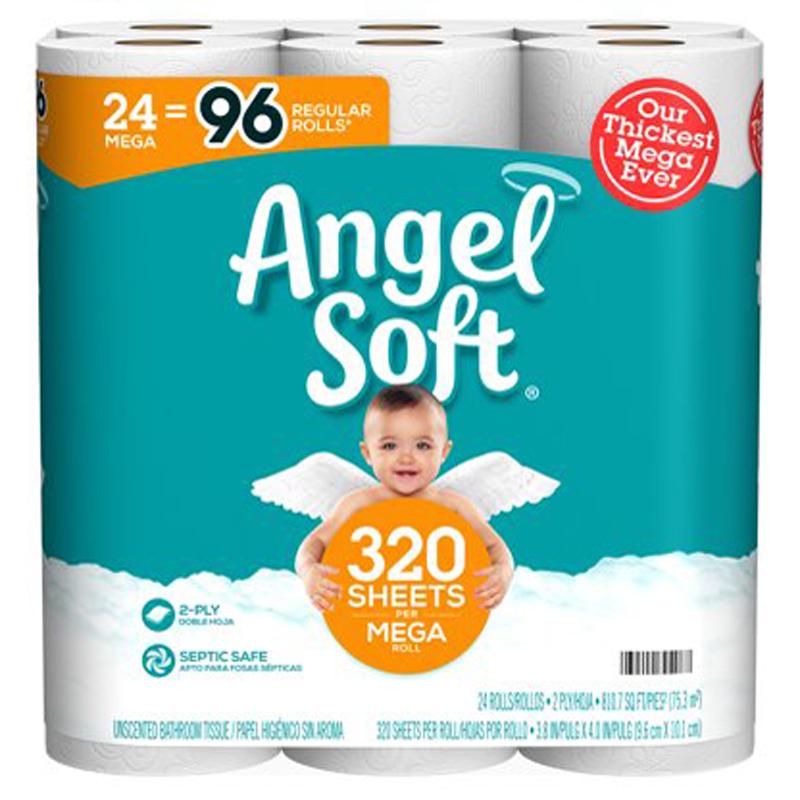 24 Angel Soft Mega Rolls 2-Ply Toilet Paper Rolls for $15.46