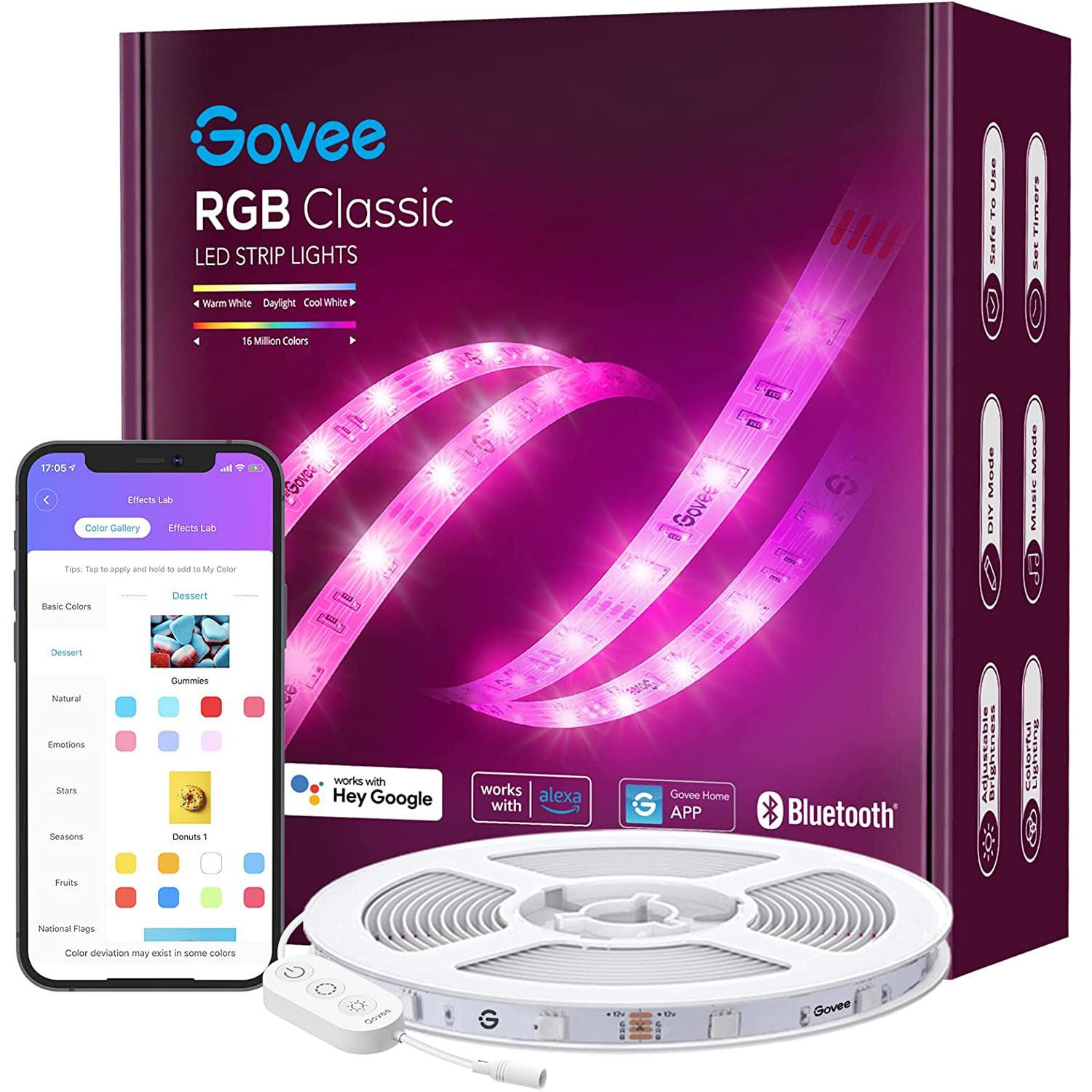 Govee Smart WiFi App Controlled RGB LED Strip Lights for $12.99