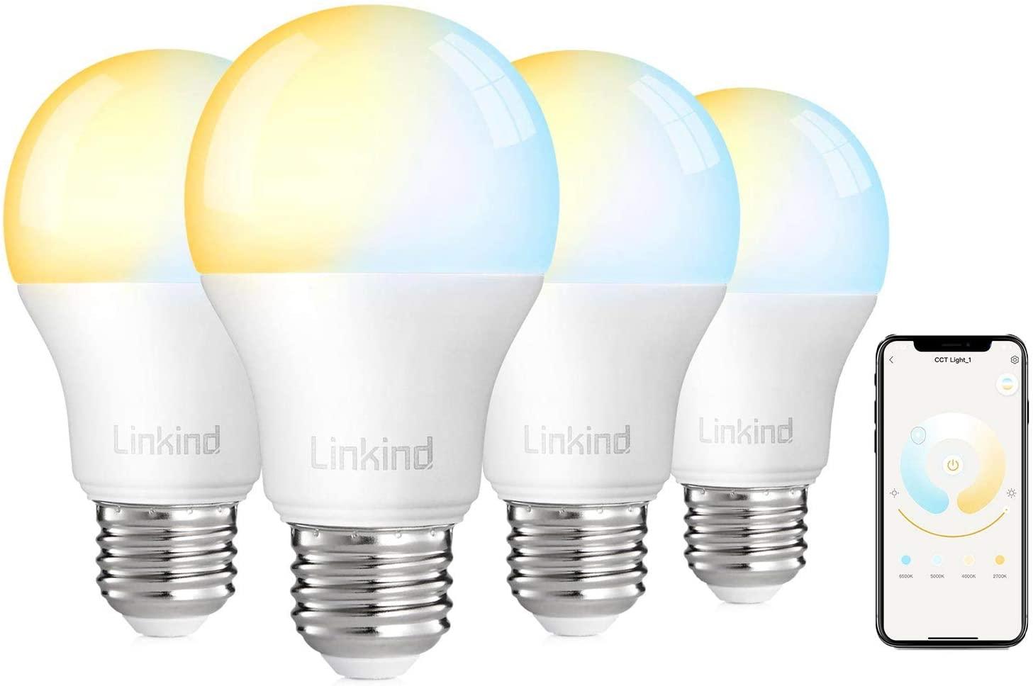 Linkind 800 Lumens 60W Equivalent Smart Wifi LED 4 Light Bulbs for $8.39 Shipped