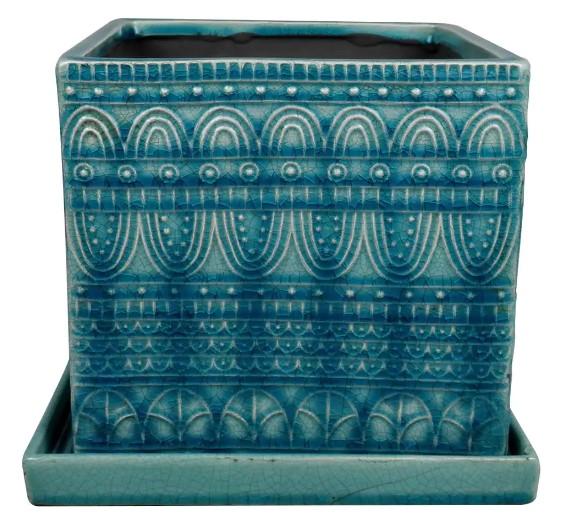 Trendspot 8in Aqua Seven Seas Square Ceramic Planter for $12.49