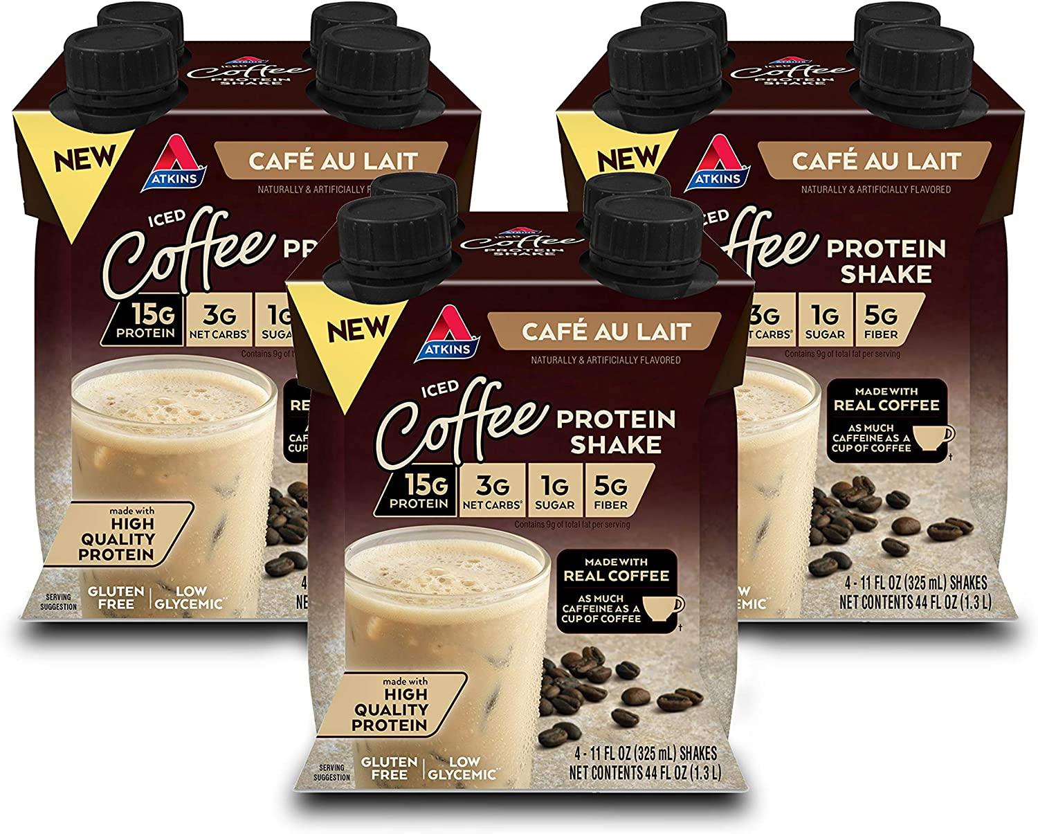 Atkins Iced Coffee Cafe au Lait Protein Shake for $10.77 Shipped