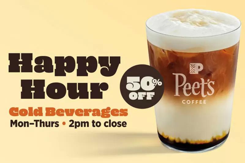 Peets Coffee Cool Off Half Off Happy Hour 50% Off