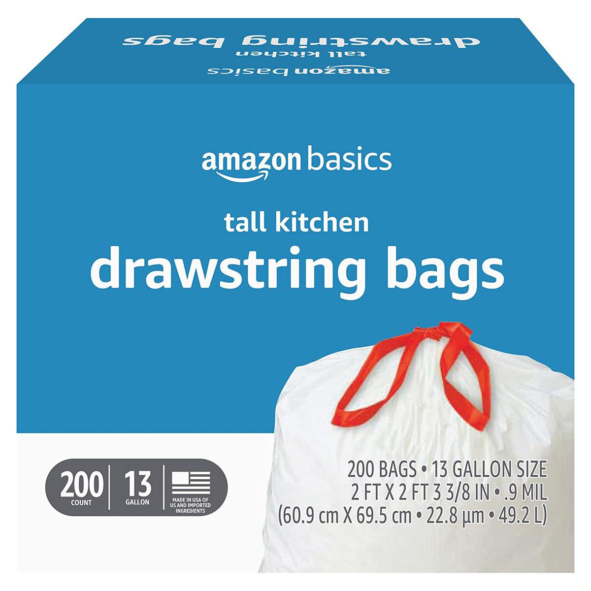 200 Amazon Basics Tall Kitchen Drawstring Trash Bags for $15.81 Shipped