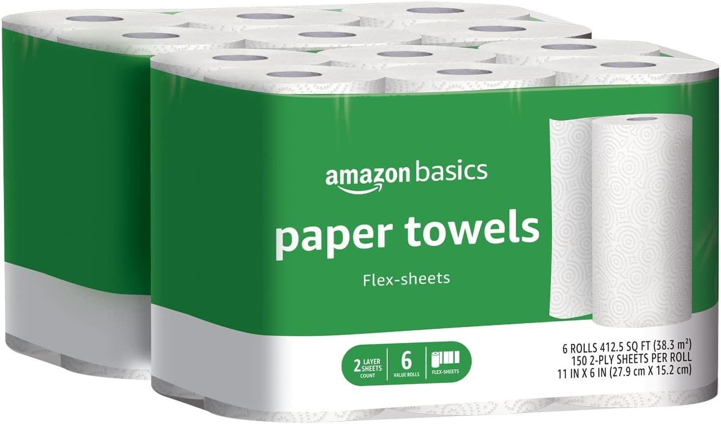 12 Amazon Basics 2 Ply Flex-Sheets Paper Towels for $15.40 Shipped