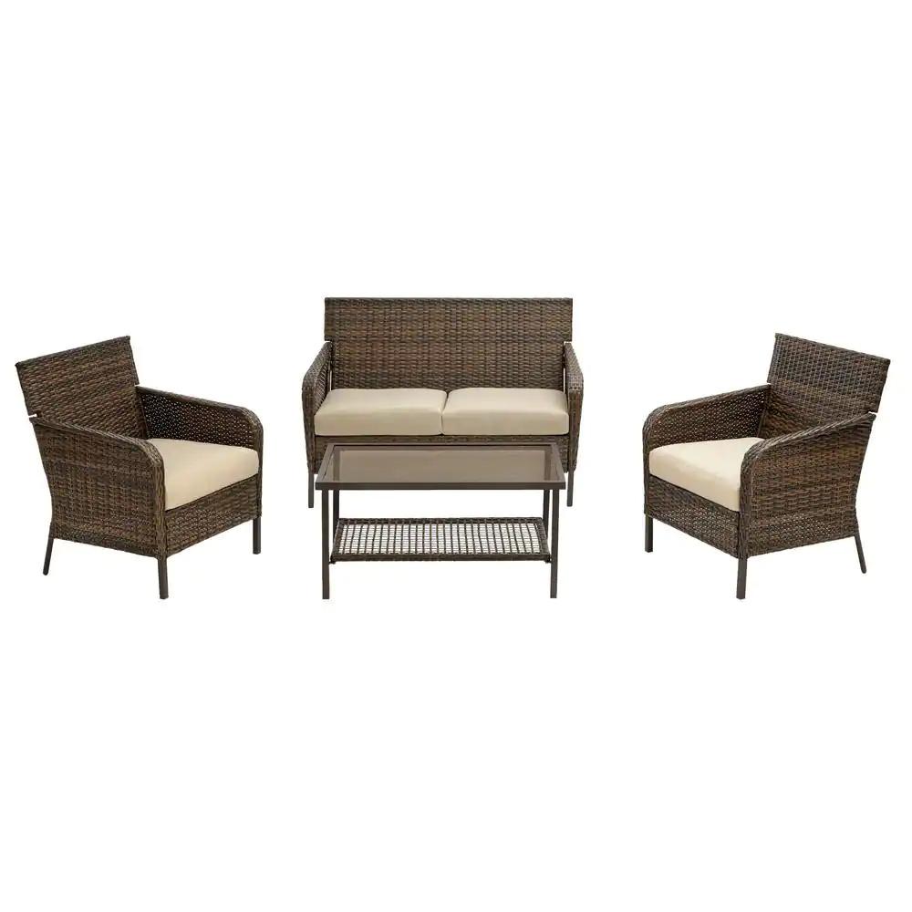 Hampton Bay Gableton 4-Piece Steel Outdoor Patio Seat Set for $244
