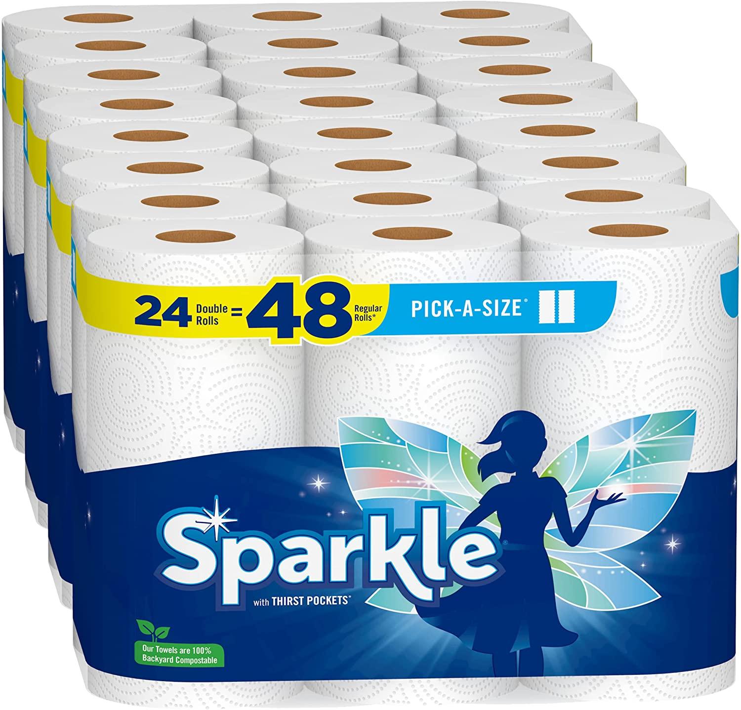 24 Sparkle Pick-A-Size Paper Towels Double Rolls for $20.77 Shipped