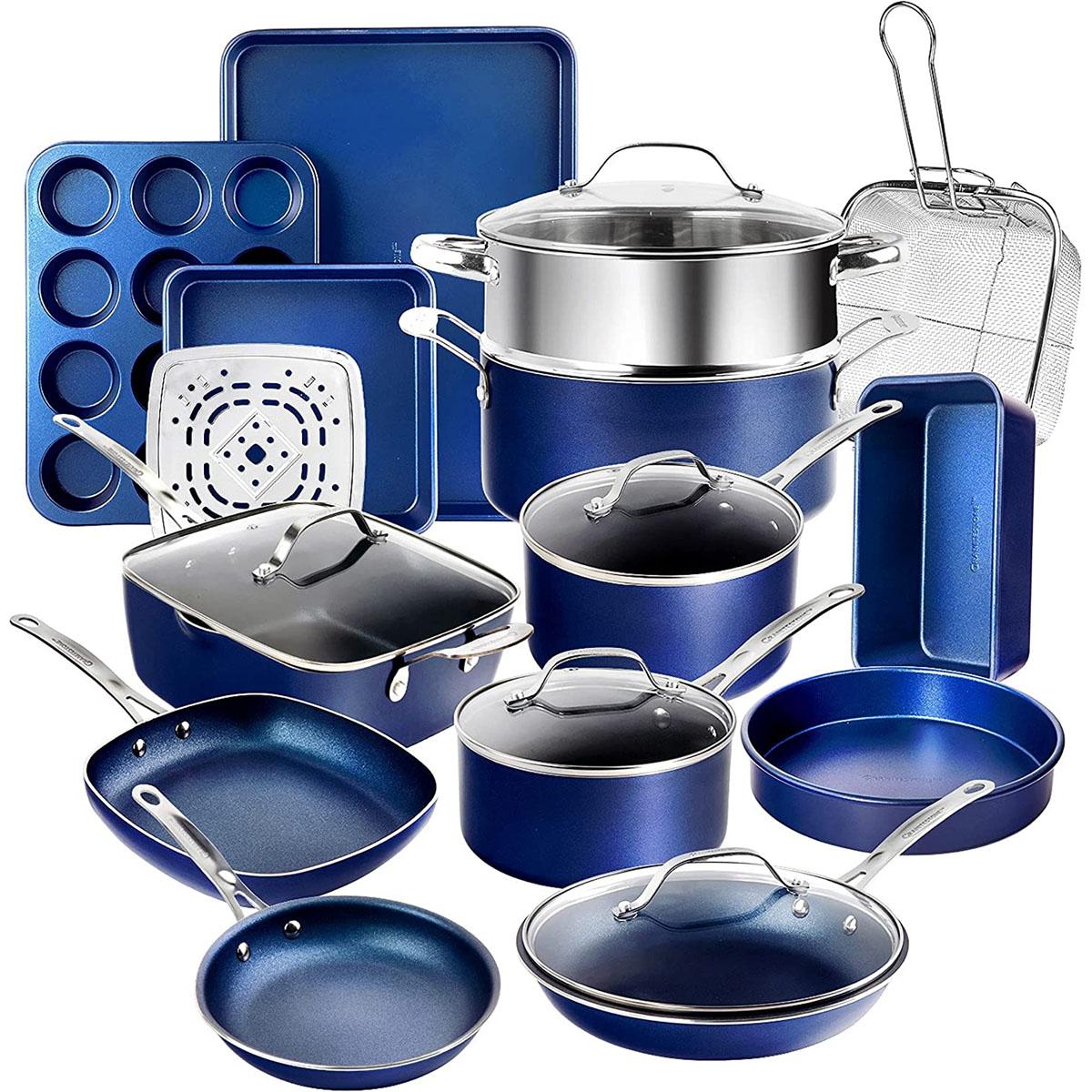GraniteStone Blue Pots and Pans Cookware Set for $142.97 Shipped