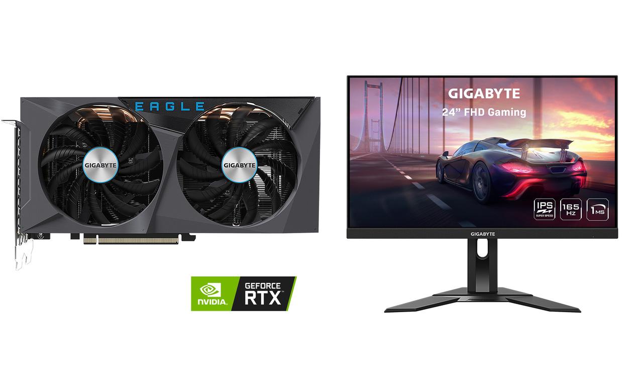 Gigabyte Eagle OC GeForce RTX 3060 12GB Video Card with 24in Monitor for $399.99
