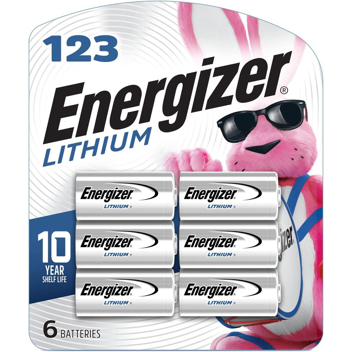 Energizer CR-123 3V Photo Lithium Batteries 6 Pack for $8.35 Shipped