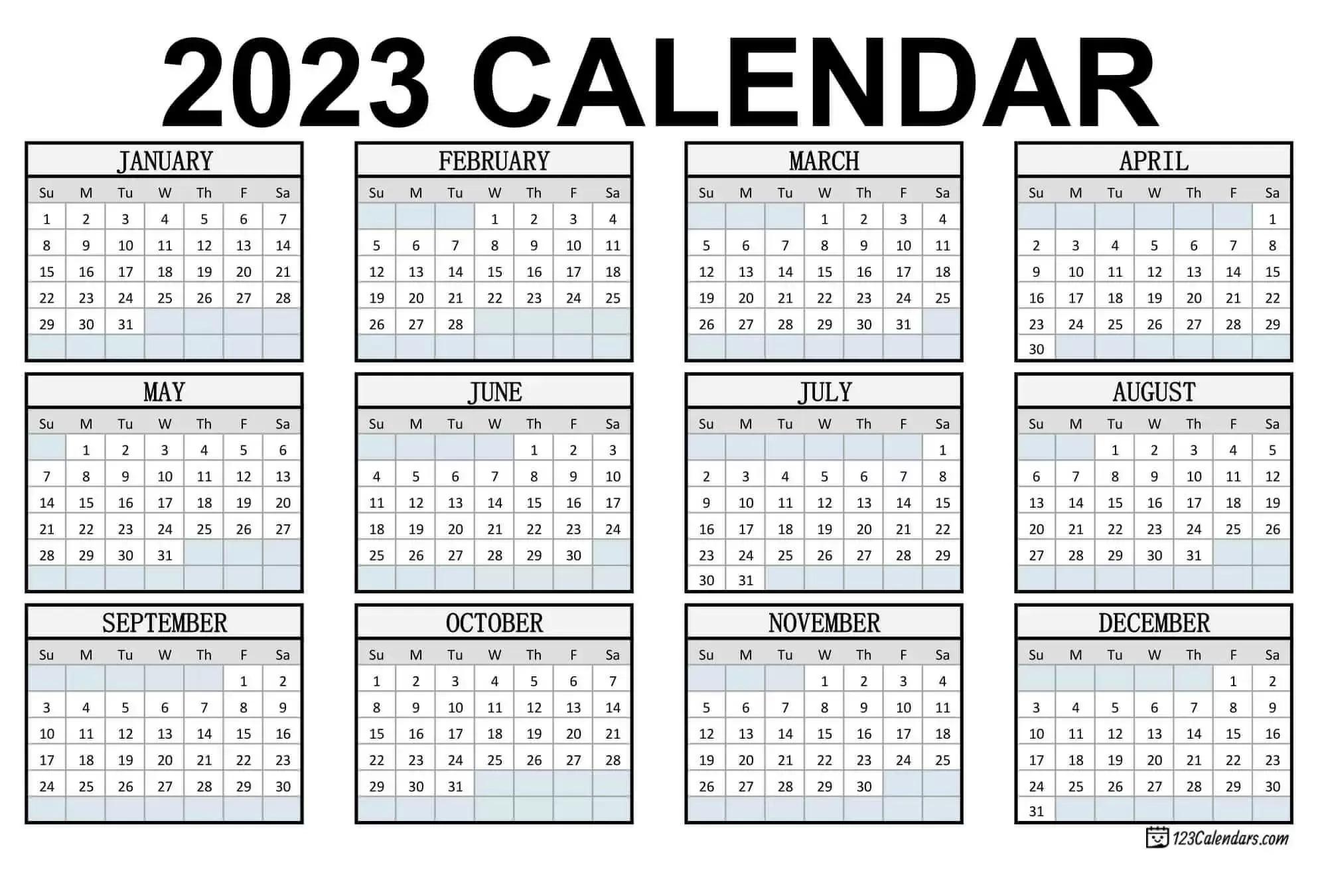 Free 2023 Calendars