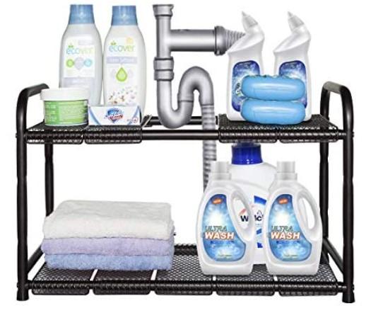 Storage Maniac 2-Tier Under Sink Rack with 10 Removable Steel Panels for $18.99