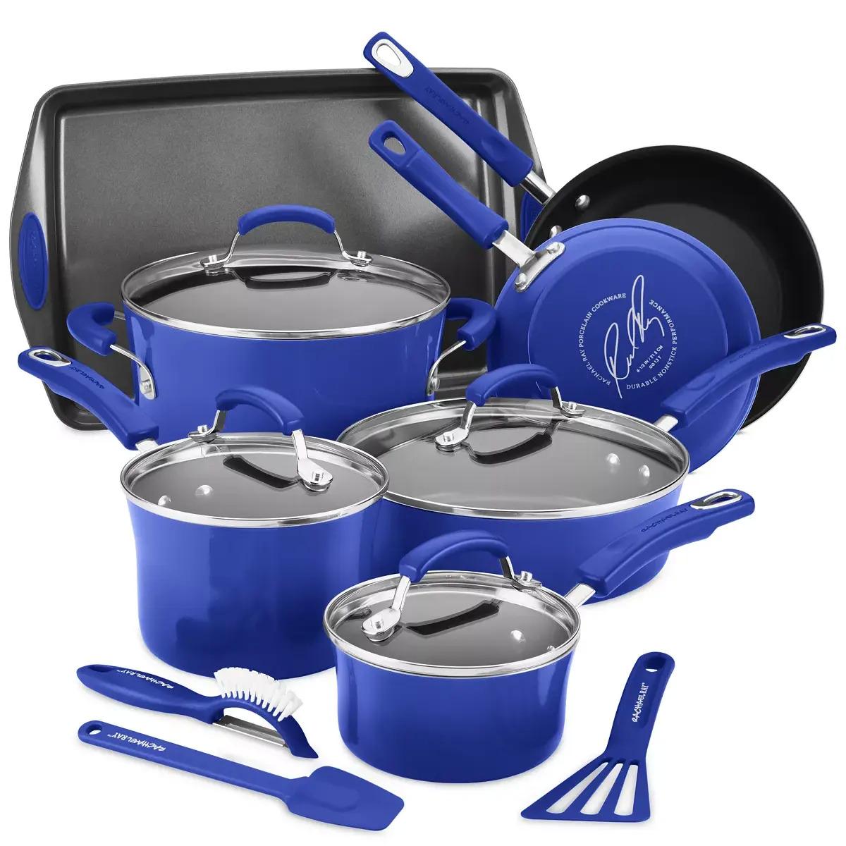 Rachael Ray Classic Brights Hard Enamel Nonstick Cookware Set for $89.99 Shipped