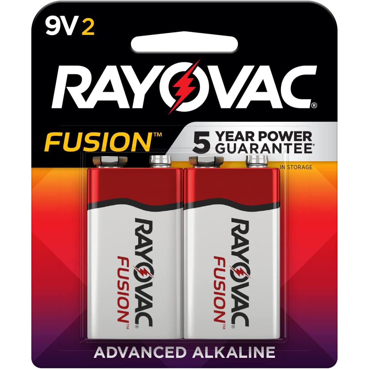 Rayovac Fusion 9V Alkaline Batteries 2 Pack for $2.25 Shipped
