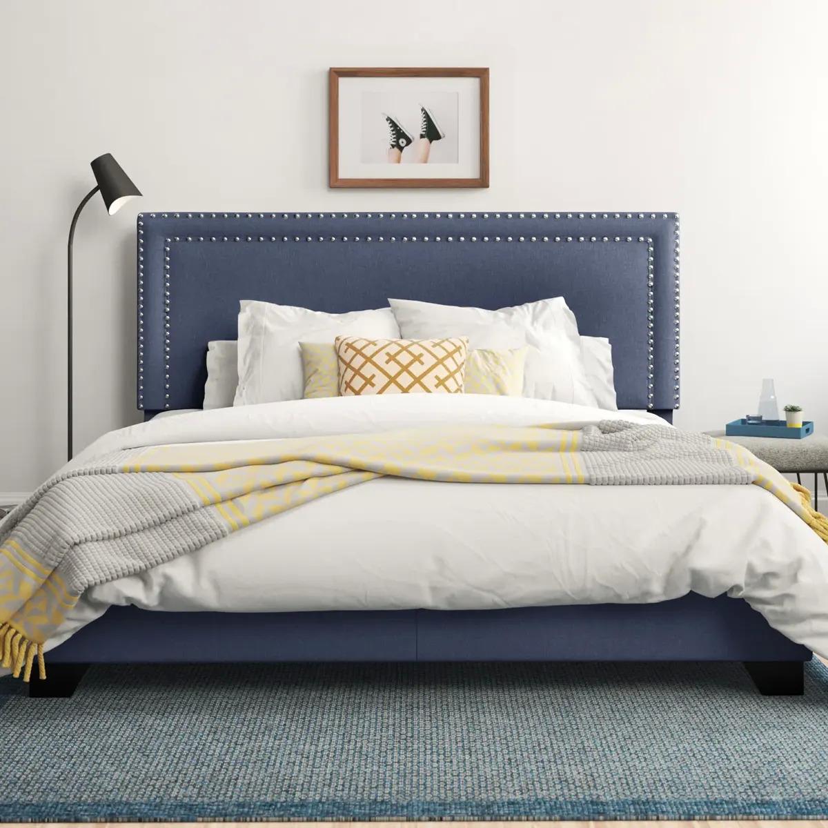 Charlie Upholstered Low Profile Standard King Size Bed for $143.49 Shipped