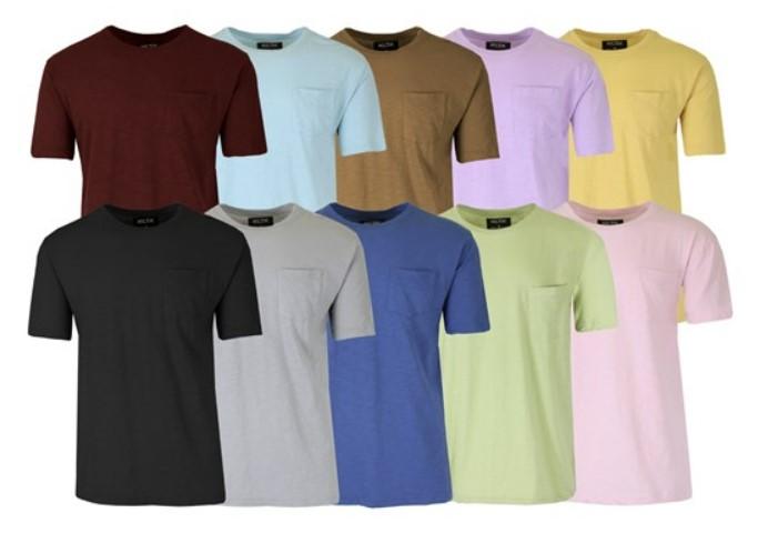 Mens Short Sleeved Tee with Chest Pocket 5 Pack for $17.99