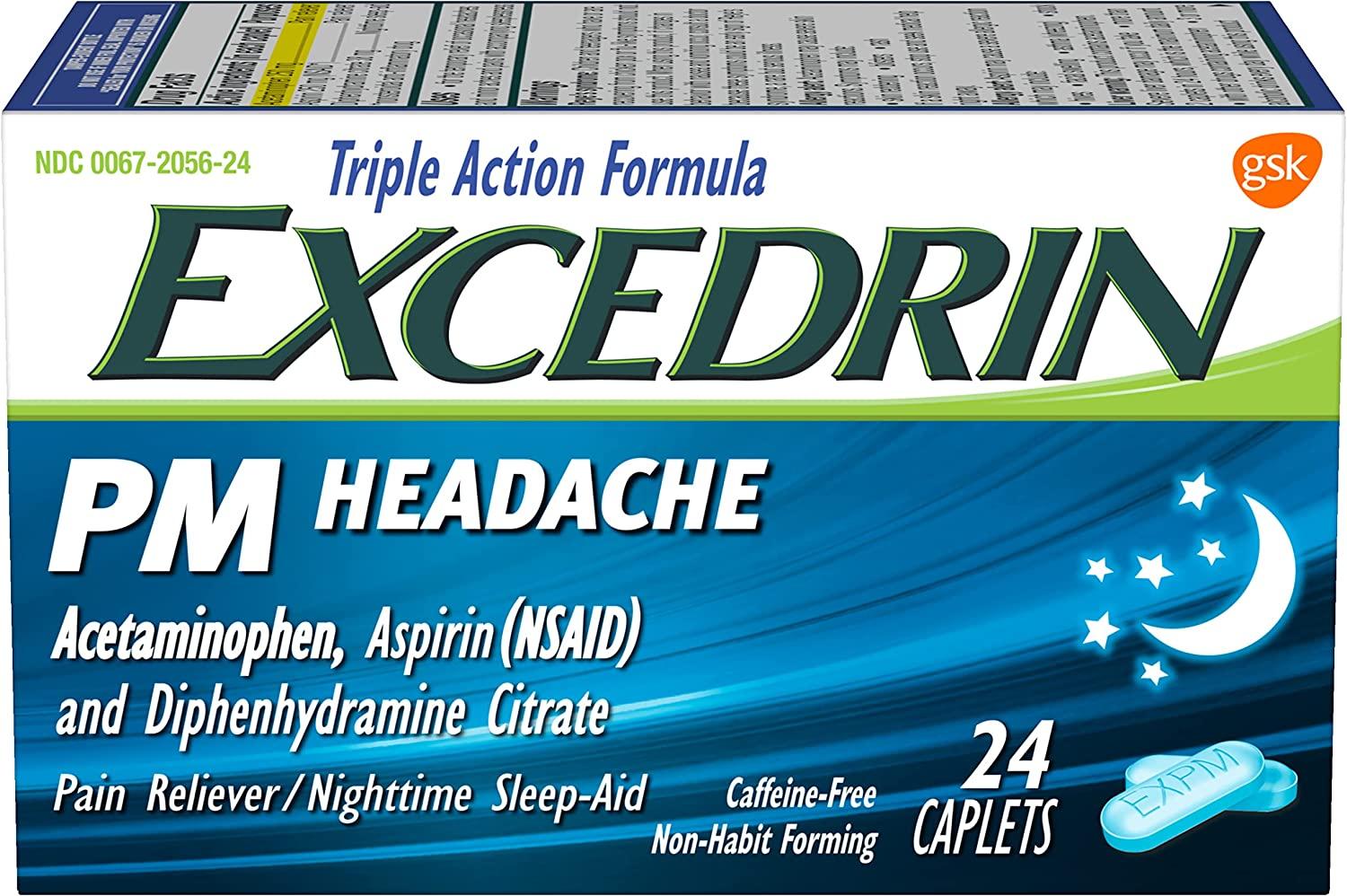 Excedrin PM Headache Sleep Relief Caplets 24 Count for $2.35 Shipped