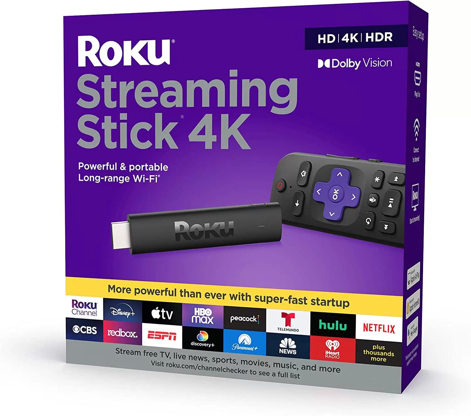 Roku Streaming Stick 4K 2021 HDR Media Player for $24.98