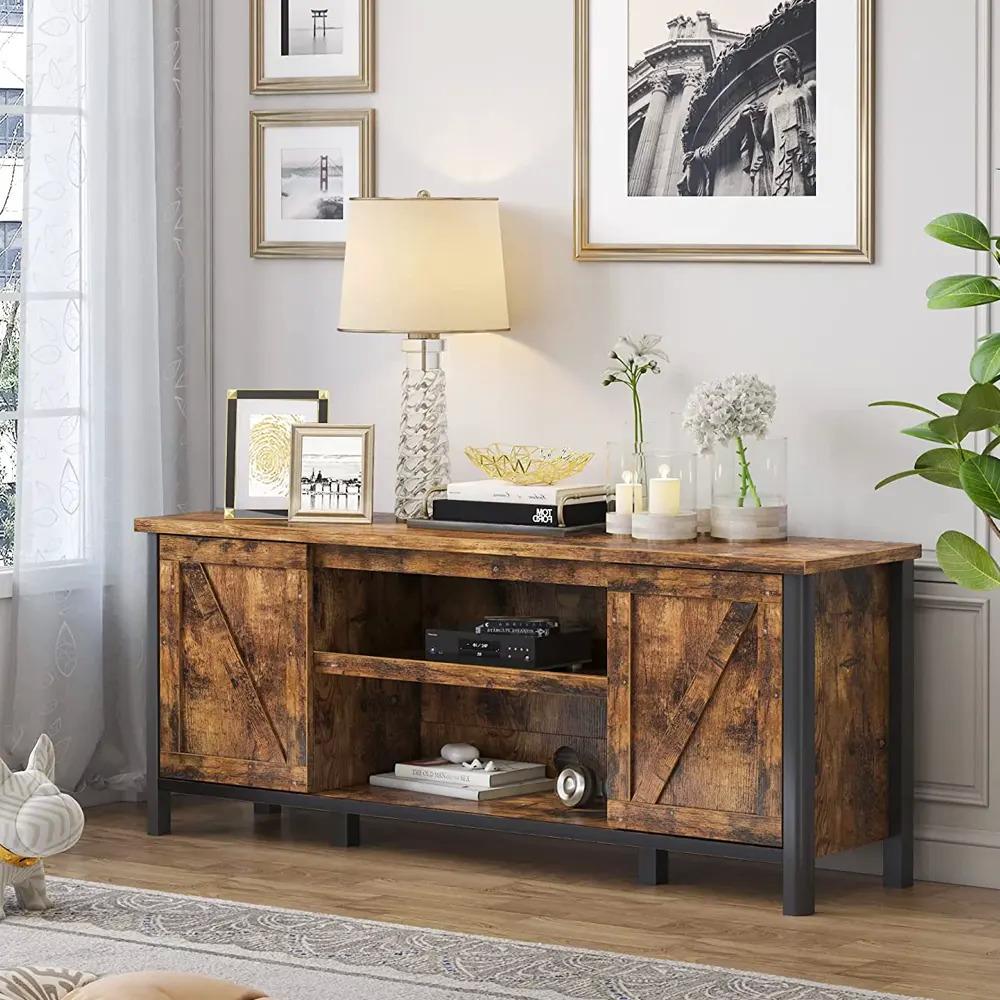 Bestier Farmhouse TV Stand with LED Lights for $90 Shipped