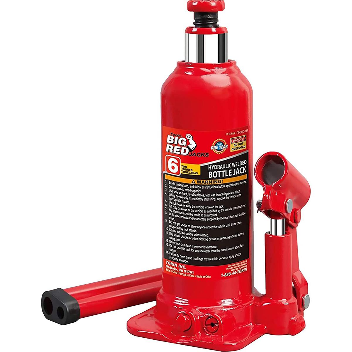 Big Red 6-Ton Capacity Hydraulic Welded Bottle Jack for $19.68