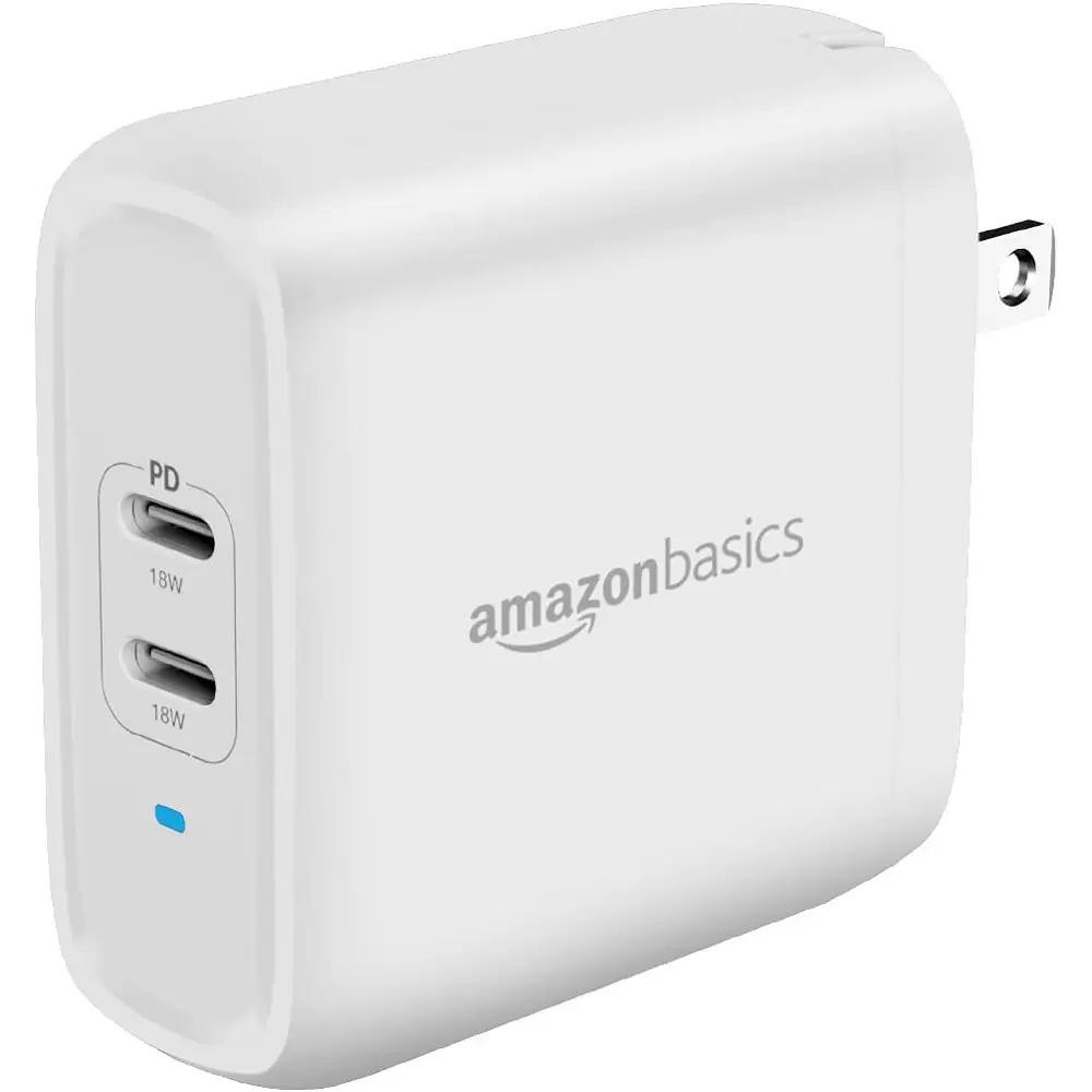 Amazon Basics 36W Two-Port USB-C Wall Charger for $9.90