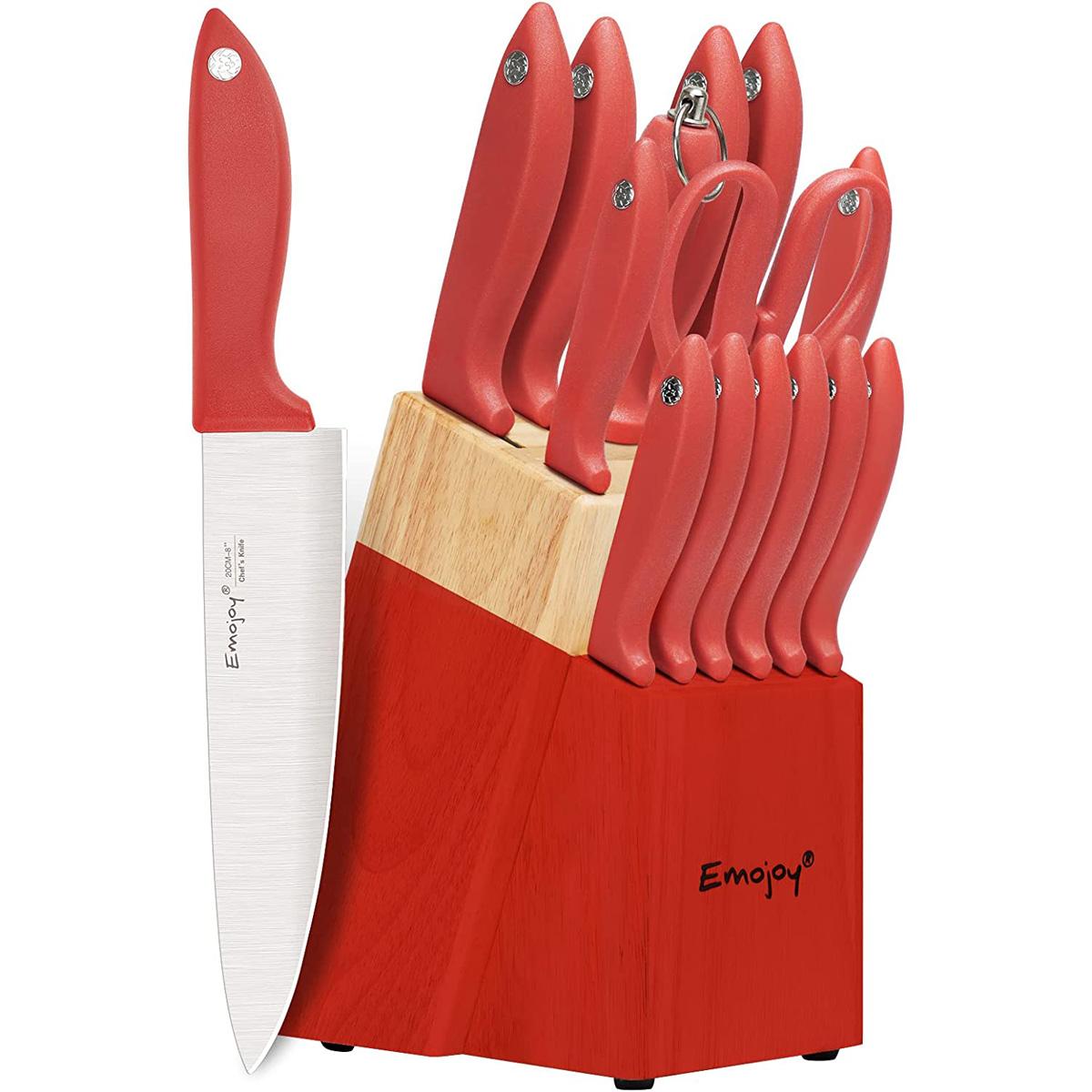 Emojoy Kitchen Knife Set with Wooden Block for $20.10 Shipped