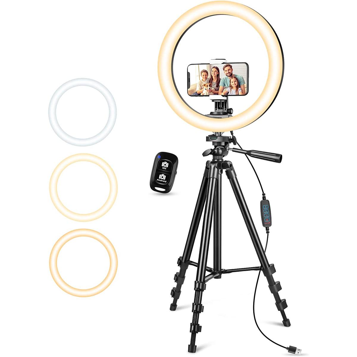 Aureday 12in Dimmable Ring Light with Stand for $9.99