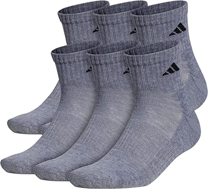 adidas Mens Athletic Cushioned Quarter Socks 6 Pack for $9.50 Shipped